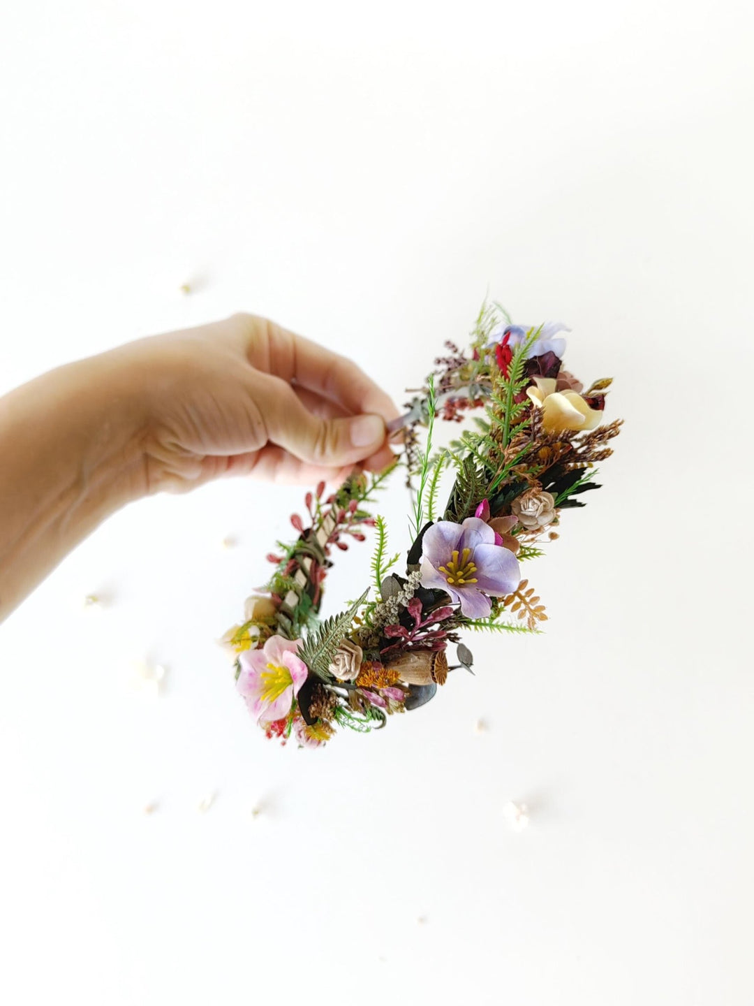 Wildflower Bridal Headband: Colorful Boho Meadow Flower Crown – handmade floral hair accessory by magaela