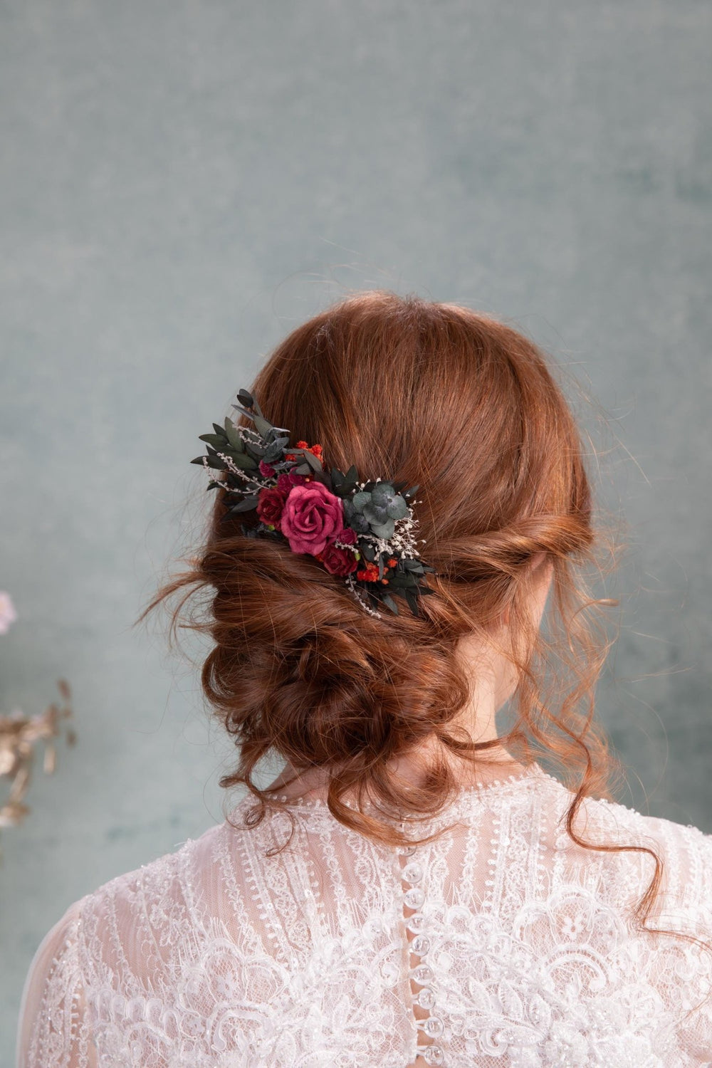 Burgundy Flower Hair Comb: Autumn Wedding Bridal Headpiece – handmade floral hair accessory by magaela