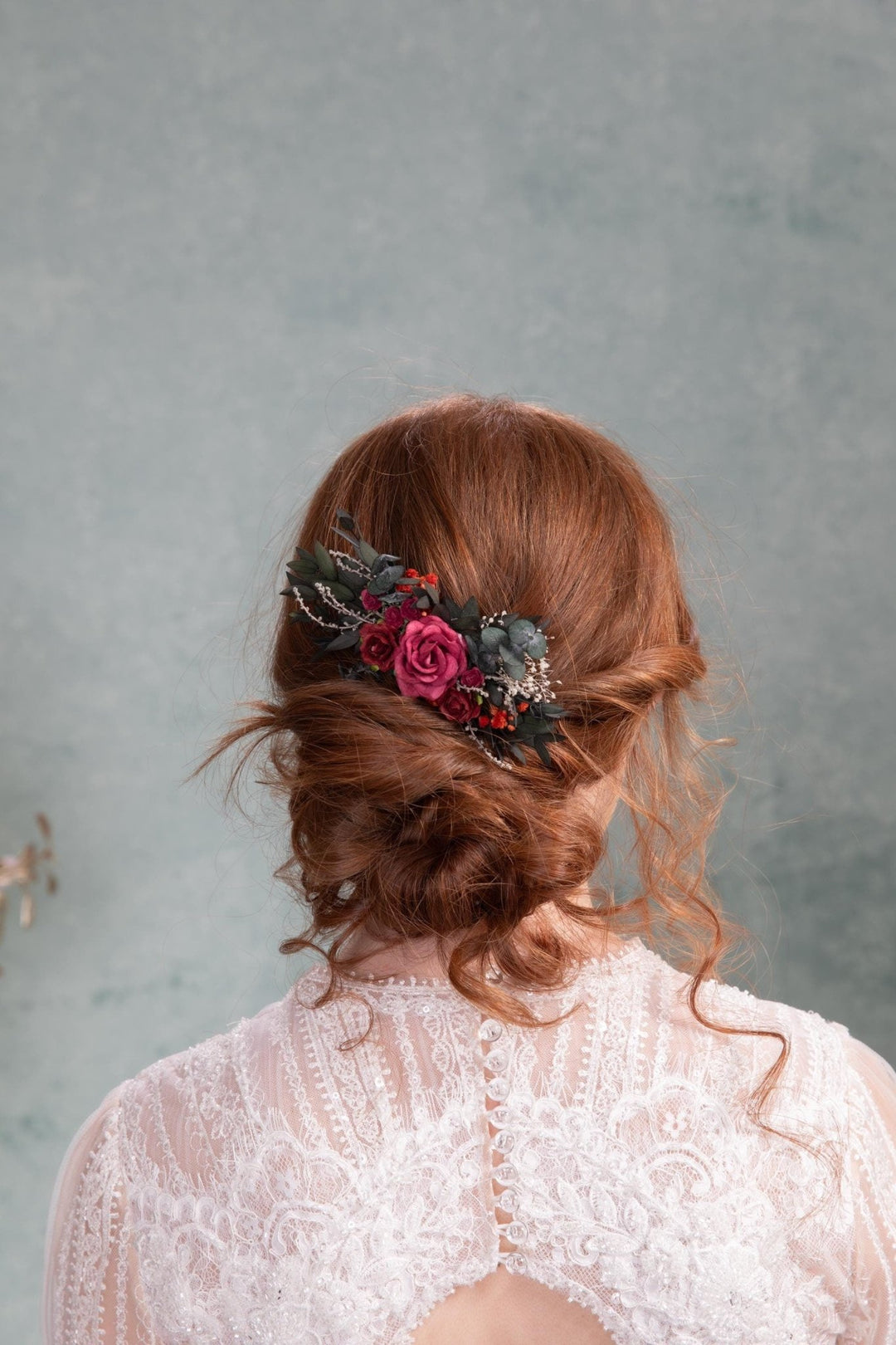 Burgundy Flower Hair Comb: Autumn Wedding Bridal Headpiece – handmade floral hair accessory by magaela