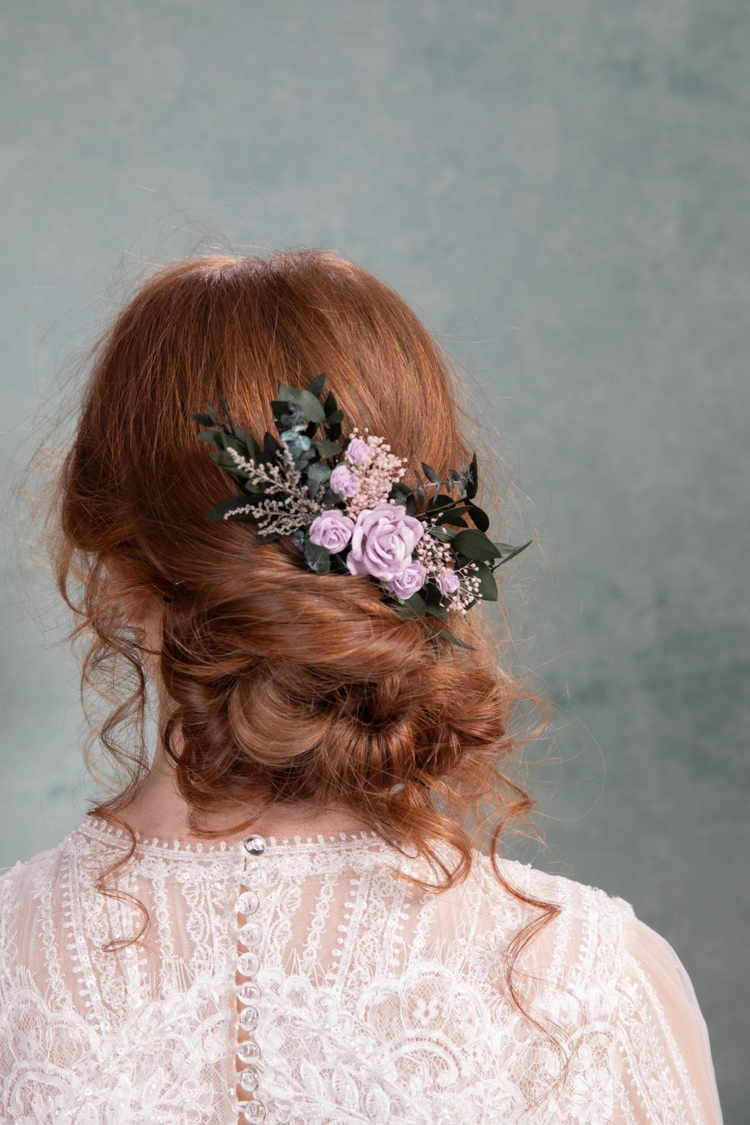 Purple Rose Hair Comb: Romantic Wedding Bridal Hairpiece – handmade floral hair accessory by magaela