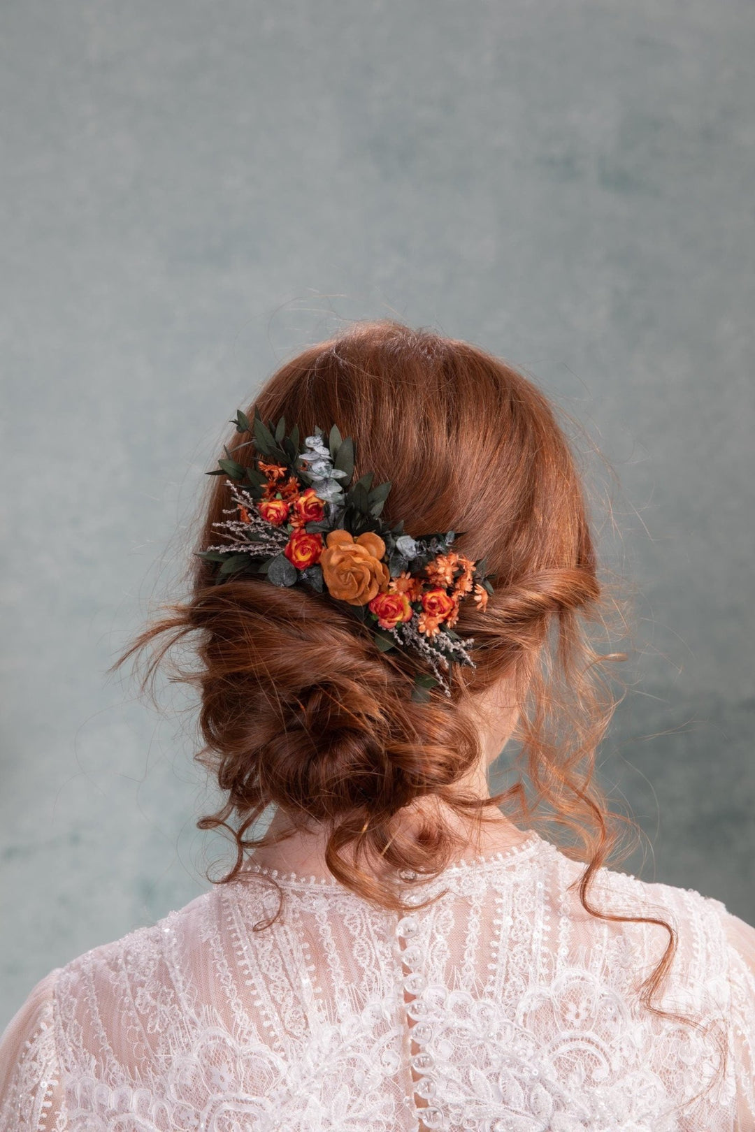 Terracotta Rose Hair Comb: Romantic Boho Autumn Wedding Hair Accessory – handmade floral hair accessory by magaela