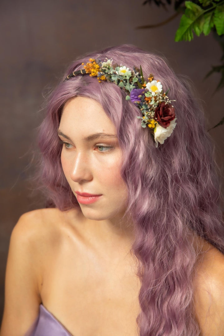 Daisy Flower Headband: Romantic Bridal Headpiece – handmade floral hair accessory by magaela