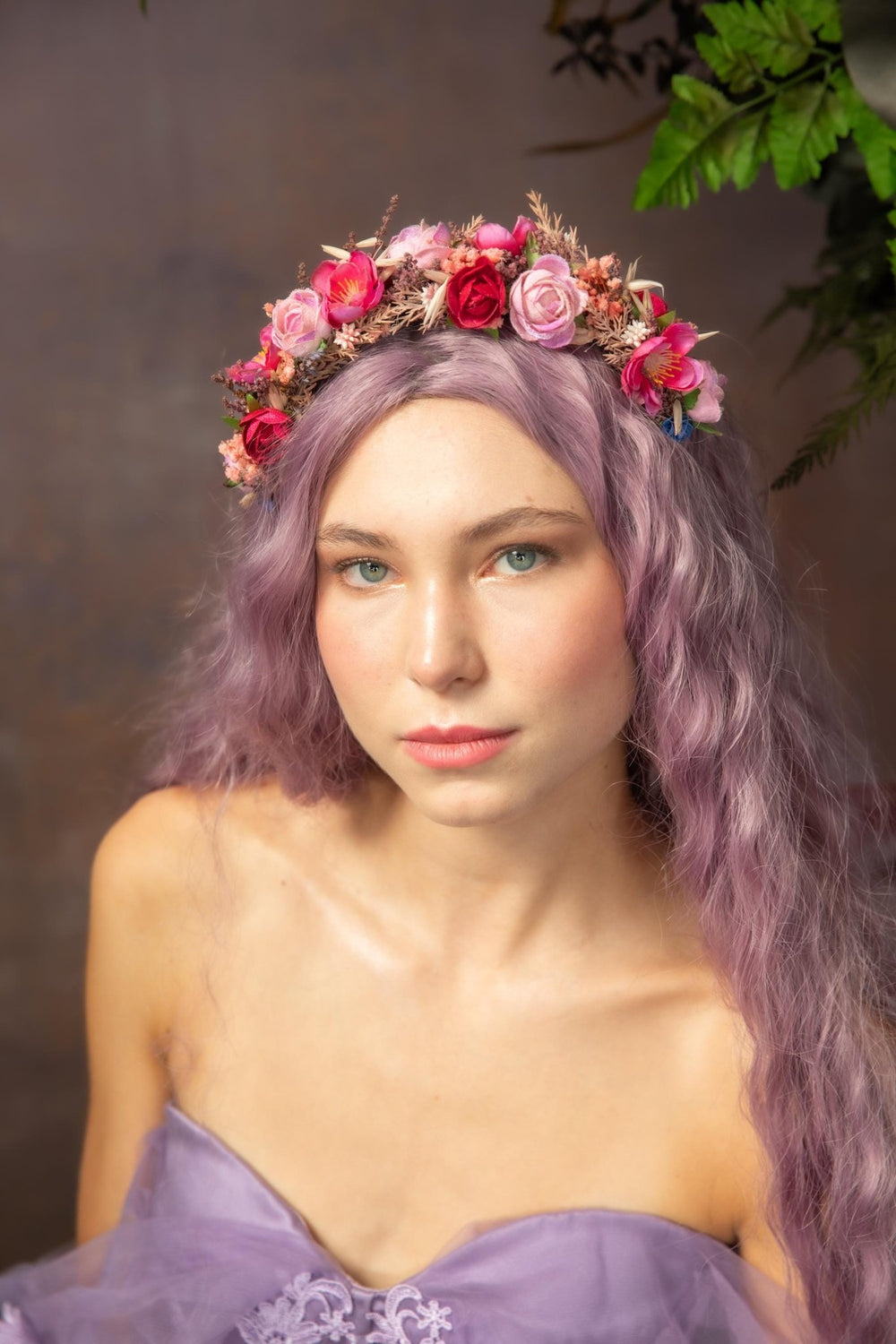 Raspberry Flower Headband: Magenta Bridal Headpiece – handmade floral hair accessory by magaela