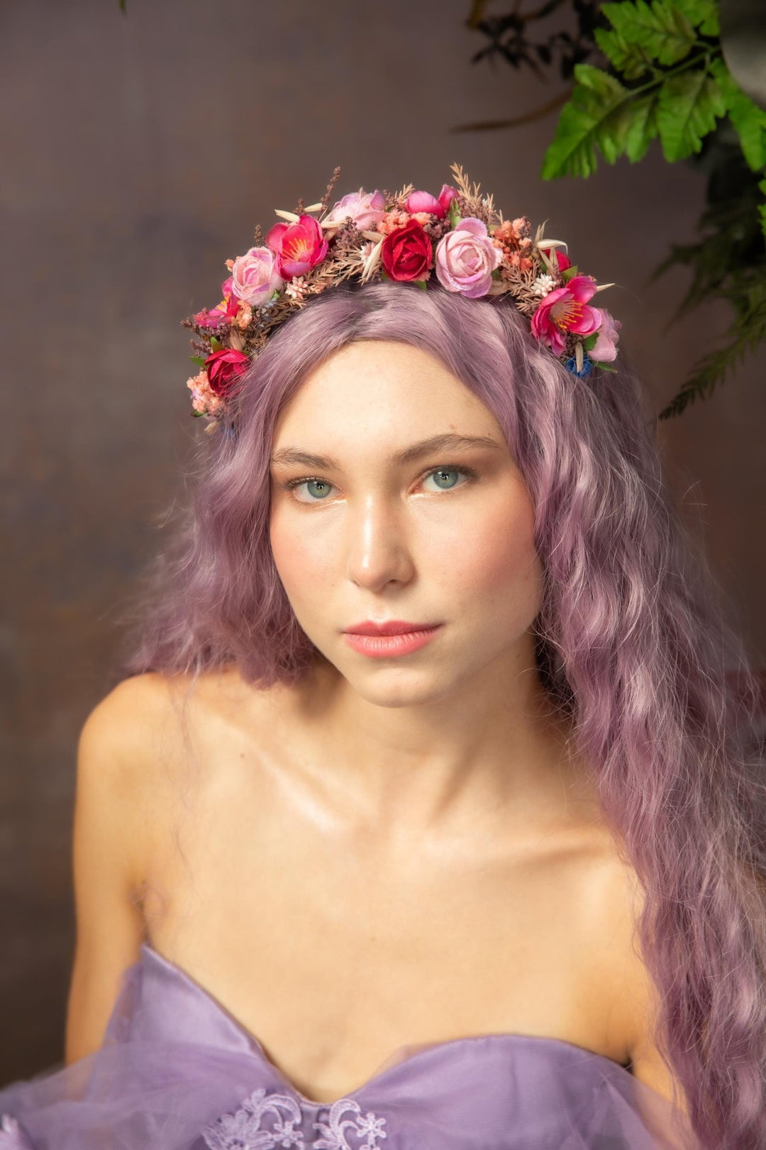 Raspberry Flower Headband: Magenta Bridal Headpiece – handmade floral hair accessory by magaela