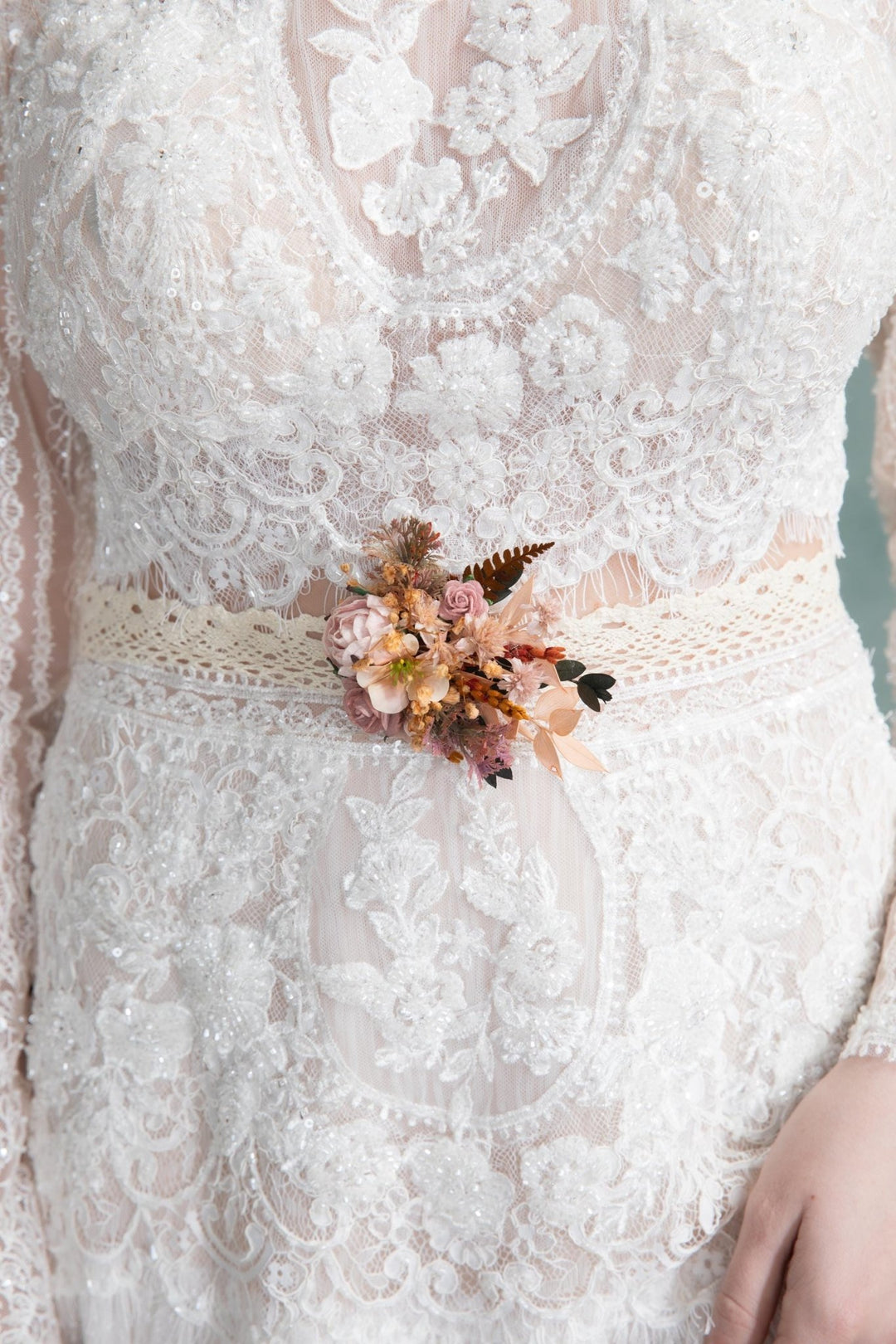 Blush Flower Bracelet or Belt: Wedding Corsage, Bridesmaid Jewelry – handmade floral hair accessory by magaela