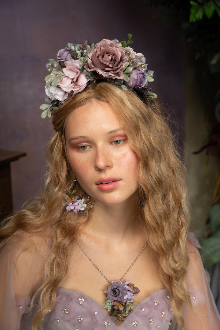 Violet Flower Headband: Frida Inspired Purple Floral Crown – handmade floral hair accessory by magaela