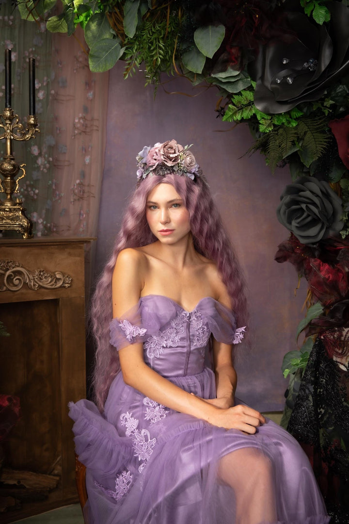 Frida Flower Headband: Violet & Purple, Double - Sided Mexican Crown – handmade floral hair accessory by magaela