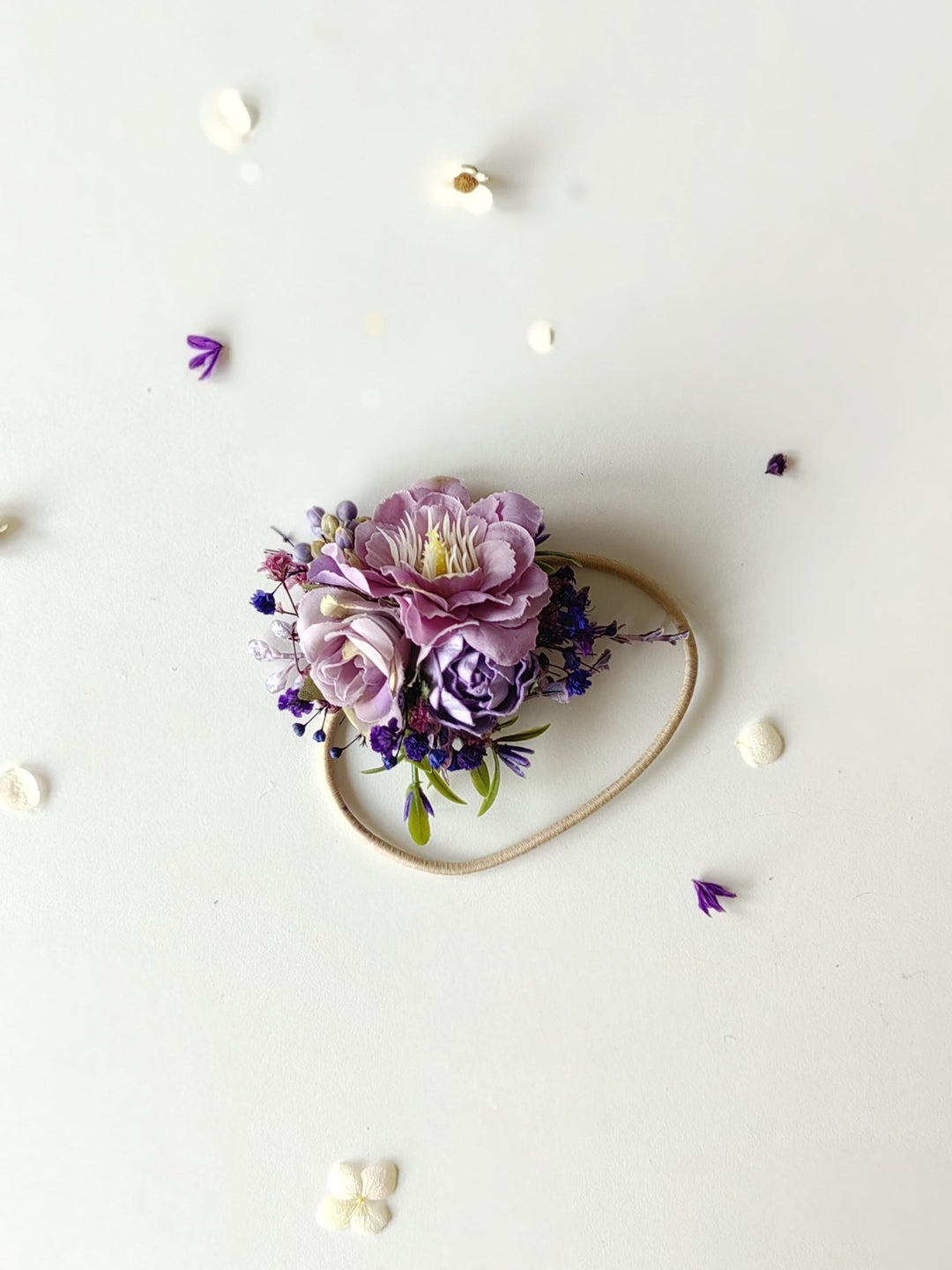 Purple Flower Hair Tie: Romantic Violet Floral Hair Bobble – handmade floral hair accessory by magaela