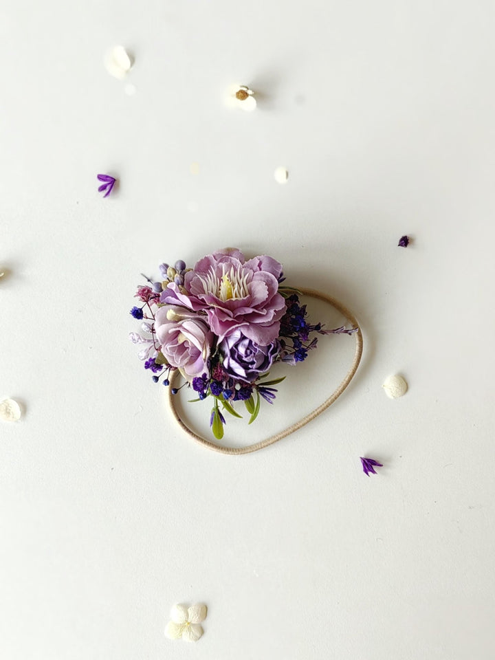 Purple Flower Hair Tie: Romantic Violet Floral Hair Bobble – handmade floral hair accessory by magaela