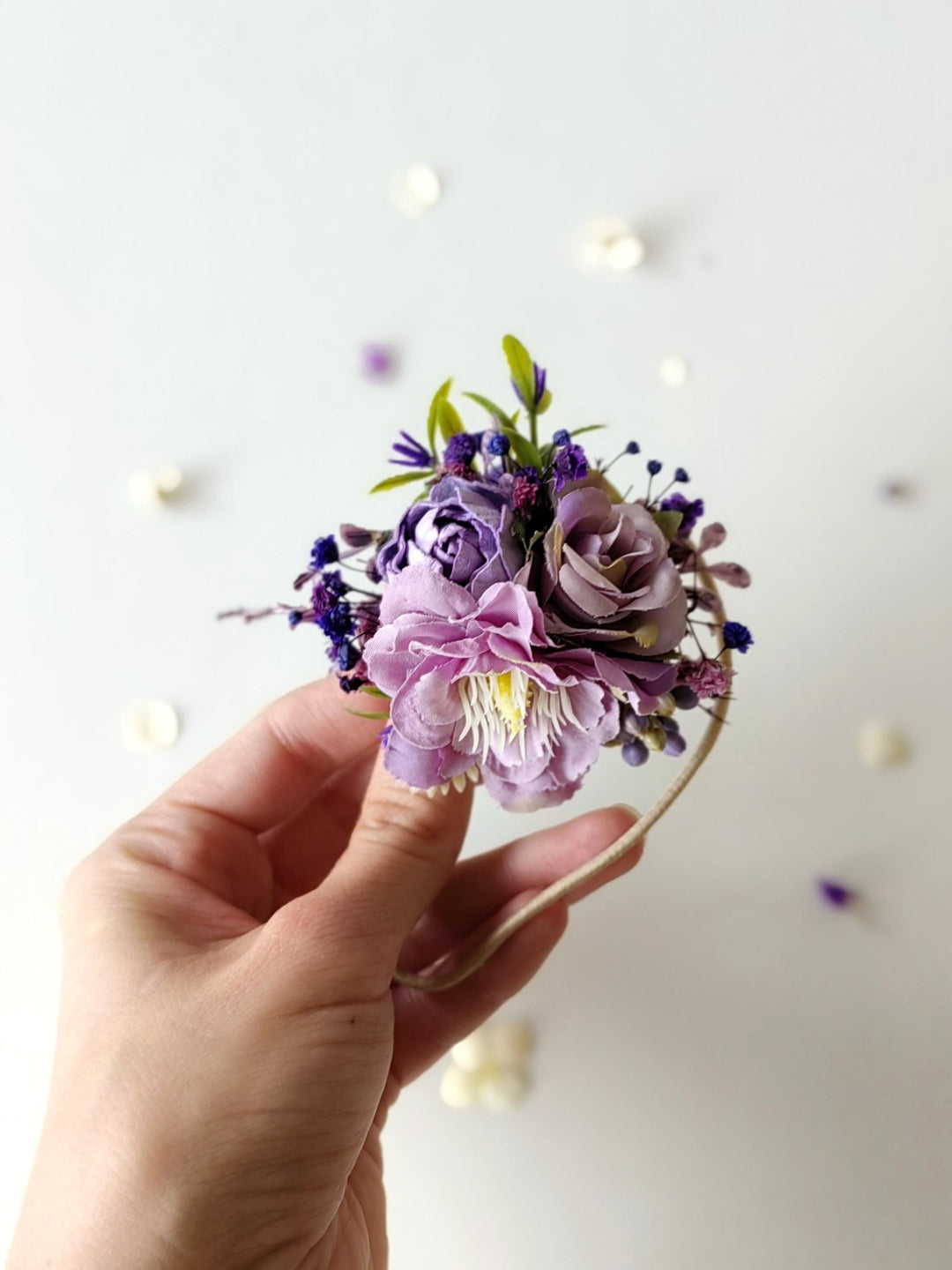 Purple Flower Hair Tie: Romantic Violet Floral Hair Bobble – handmade floral hair accessory by magaela