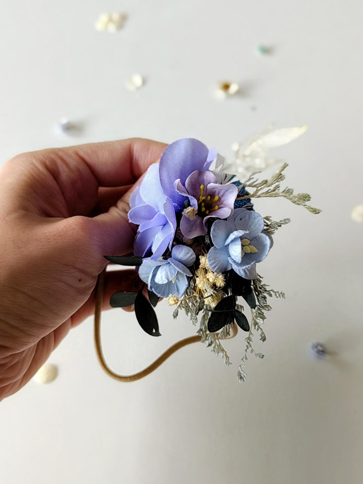 Blue Flower Hair Tie: Romantic Floral Hair Bobble – handmade floral hair accessory by magaela