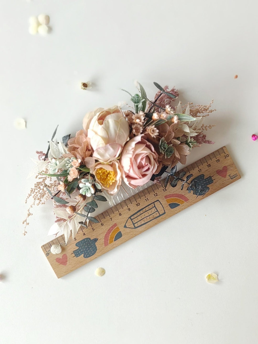 Blush Flower Wedding Hair Wreath and Comb: Boho Bridal Hair Accessories – handmade floral hair accessory by magaela