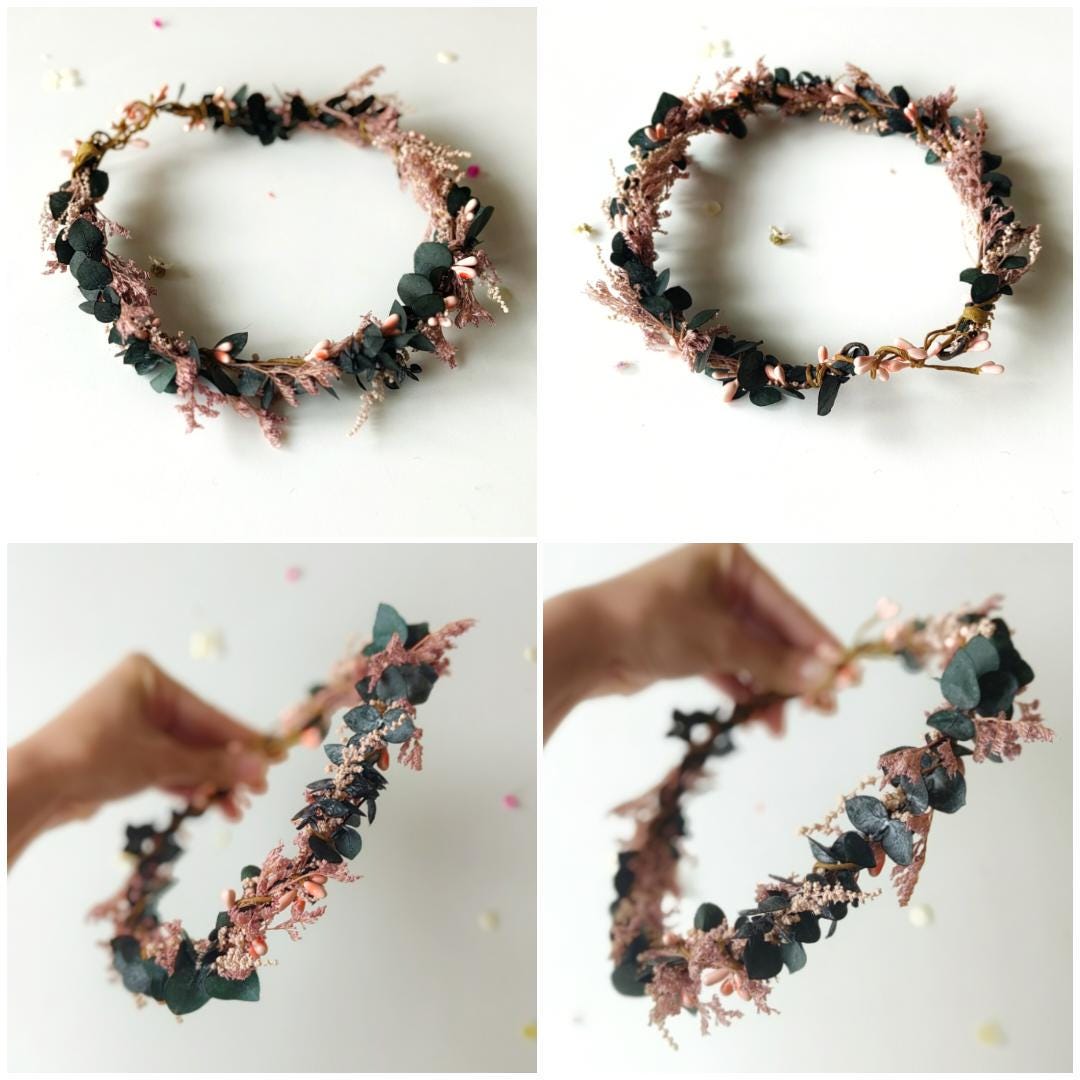 Blush Flower Wedding Hair Wreath and Comb: Boho Bridal Hair Accessories – handmade floral hair accessory by magaela