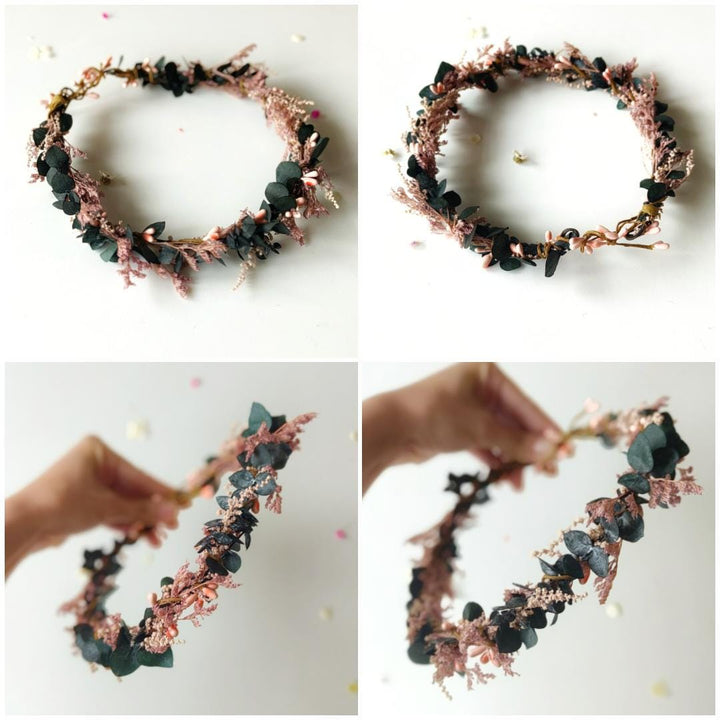 Blush Flower Wedding Hair Wreath and Comb: Boho Bridal Hair Accessories – handmade floral hair accessory by magaela