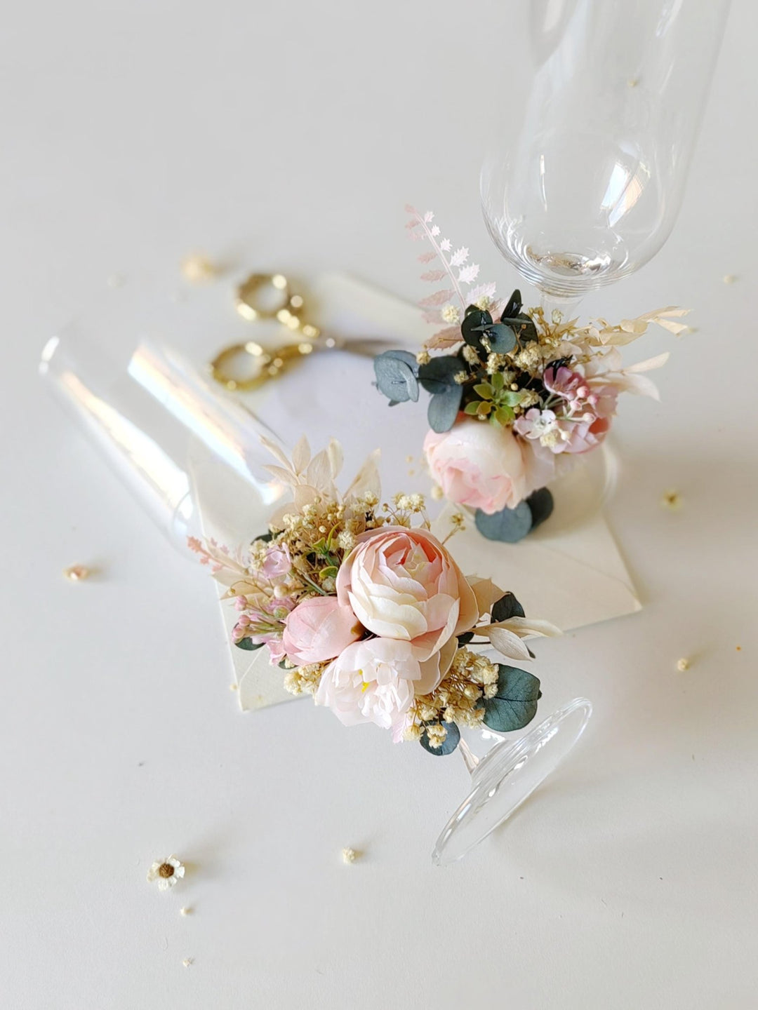 Blush Peony Wedding Glass Decoration: Romantic Bridal Decor – handmade floral hair accessory by magaela