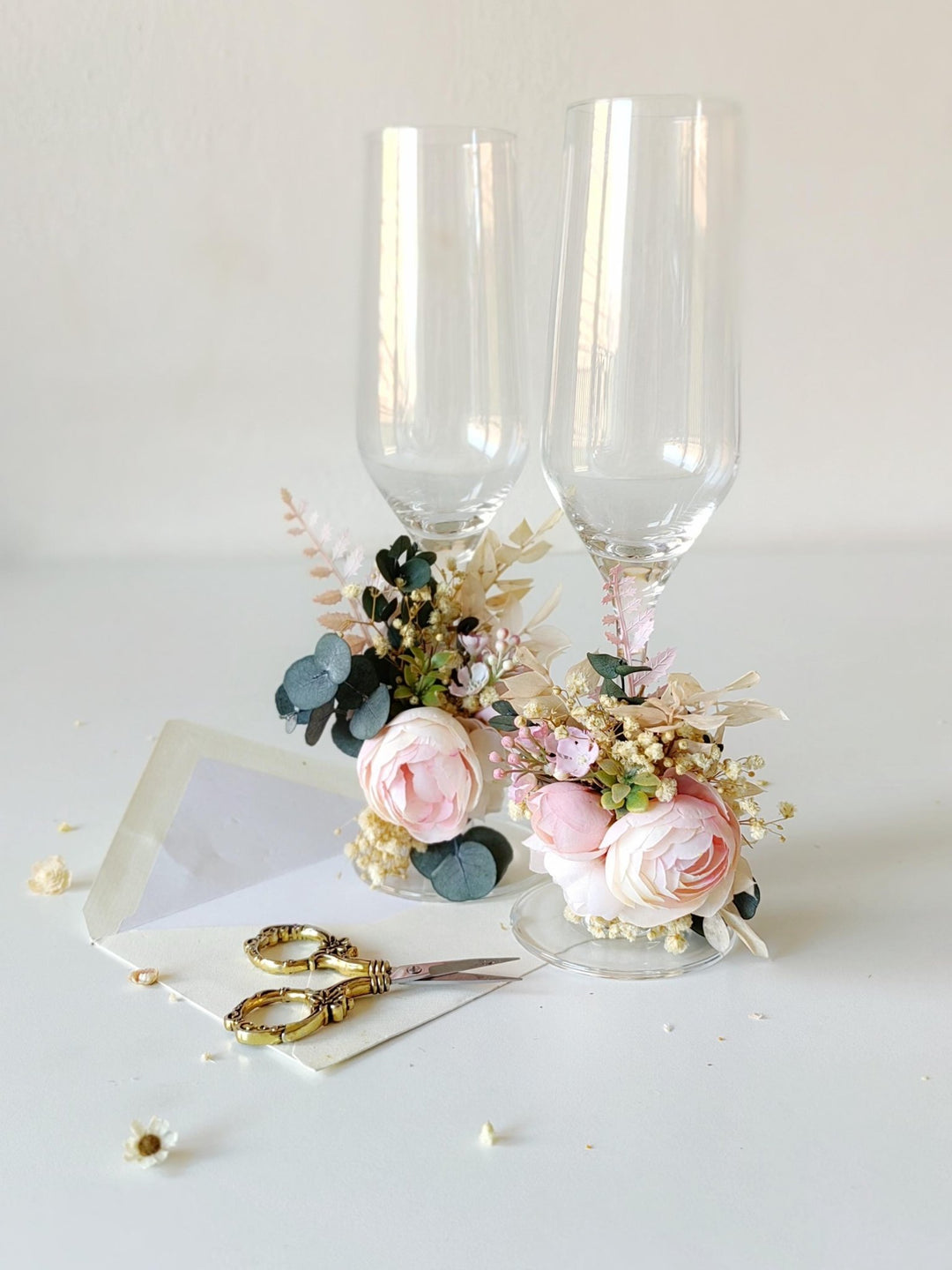 Blush Peony Wedding Glass Decoration: Romantic Bridal Decor – handmade floral hair accessory by magaela