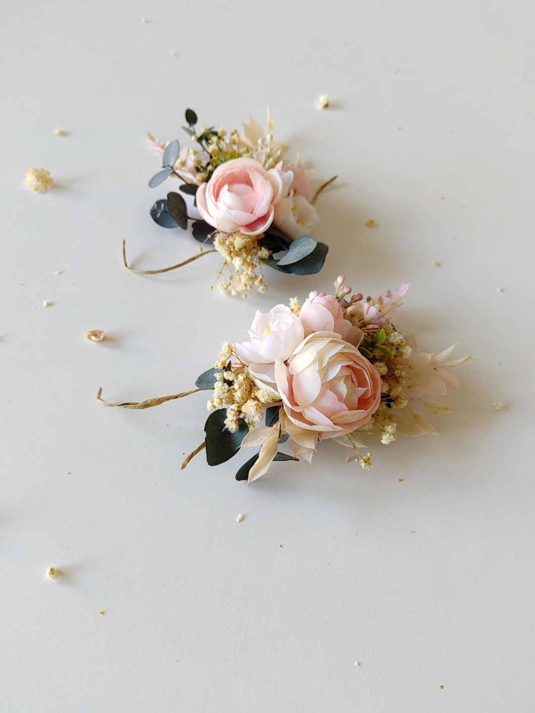 Blush Peony Wedding Glass Decoration: Romantic Bridal Decor – handmade floral hair accessory by magaela