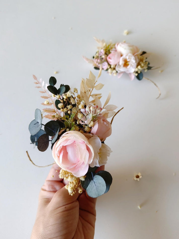 Blush Peony Wedding Glass Decoration: Romantic Bridal Decor – handmade floral hair accessory by magaela