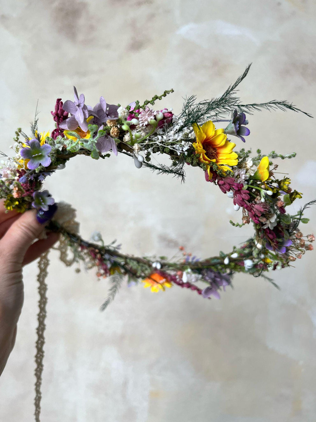 Sunflower Meadow Flower Crown: Bridal Wedding Headpiece – handmade floral hair accessory by magaela