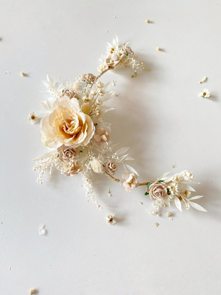 Ivory Wedding Flower Hair Vine: Bridal Headpiece – handmade floral hair accessory by magaela