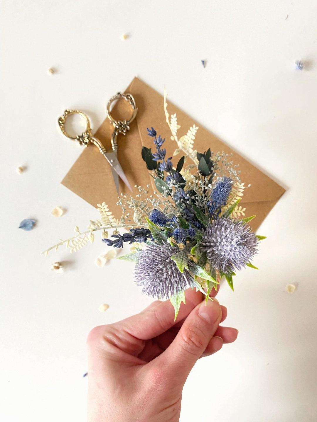 Blue Thistle Flower Hairpins: Boho Bridal Hair Accessories – handmade floral hair accessory by magaela