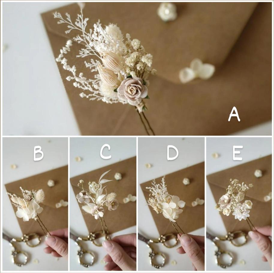 Cream Flower Hairpins: Boho Rustic Wedding Hairstyle – handmade floral hair accessory by magaela