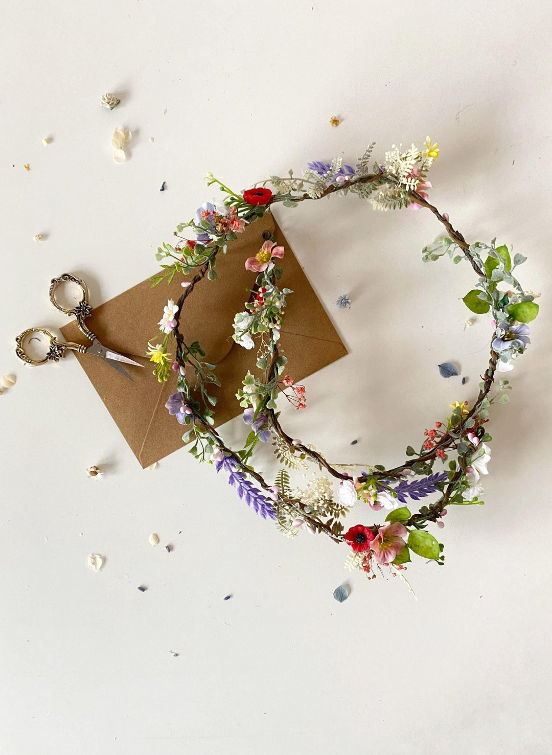 Meadow Wedding Hair Garland: Bendable Floral Hair Vine – handmade floral hair accessory by magaela