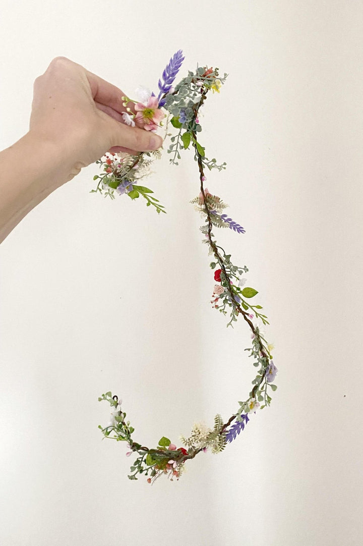 Meadow Wedding Hair Garland: Bendable Floral Hair Vine – handmade floral hair accessory by magaela