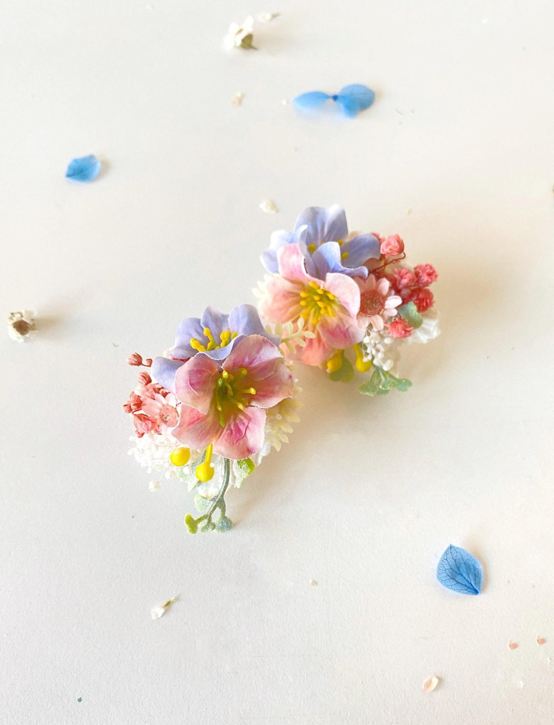 Colorful Wildflower Stud Earrings: Spring Wedding Jewelry – handmade floral hair accessory by magaela