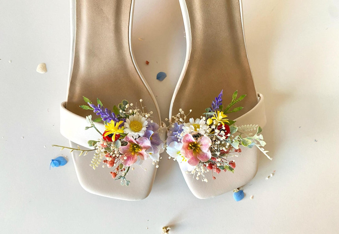 Floral Shoe Clips: Meadow Wildflower Wedding Bridal Accessories – handmade floral hair accessory by magaela