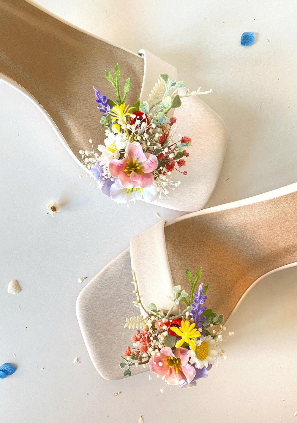 Floral Shoe Clips: Meadow Wildflower Wedding Bridal Accessories – handmade floral hair accessory by magaela