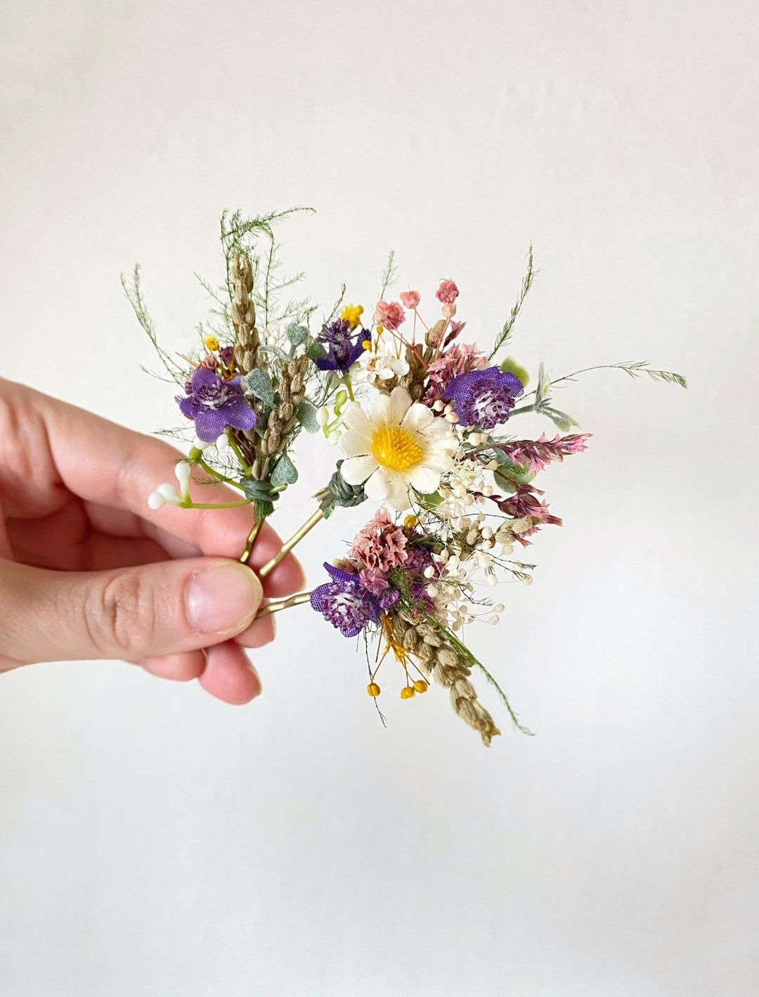Wildflower Hair Pins: Meadow Bridal Bobby Pins, Cottagecore Wedding – handmade floral hair accessory by magaela