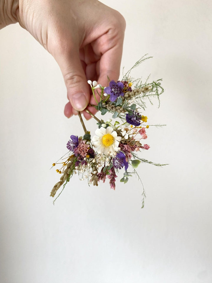 Wildflower Hair Pins: Meadow Bridal Bobby Pins, Cottagecore Wedding – handmade floral hair accessory by magaela