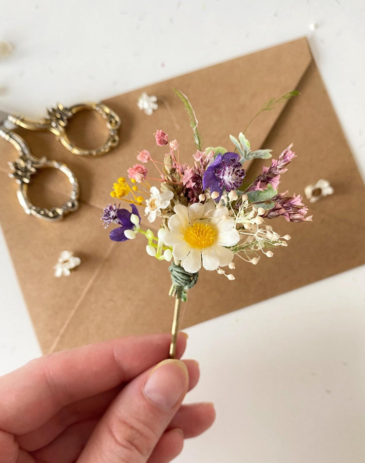 Wildflower Hair Pins: Meadow Bridal Bobby Pins, Cottagecore Wedding – handmade floral hair accessory by magaela