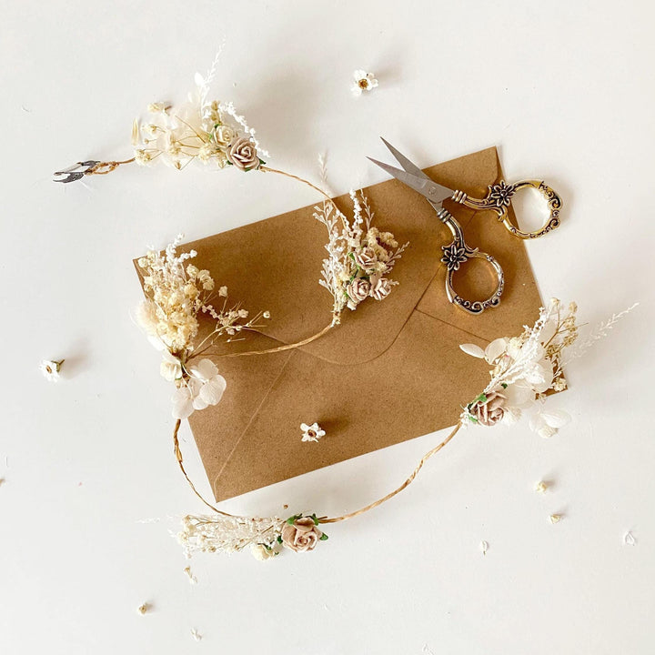 Cream Flower Hair Clip: Boho Rustic Wedding Hairstyle – handmade floral hair accessory by magaela