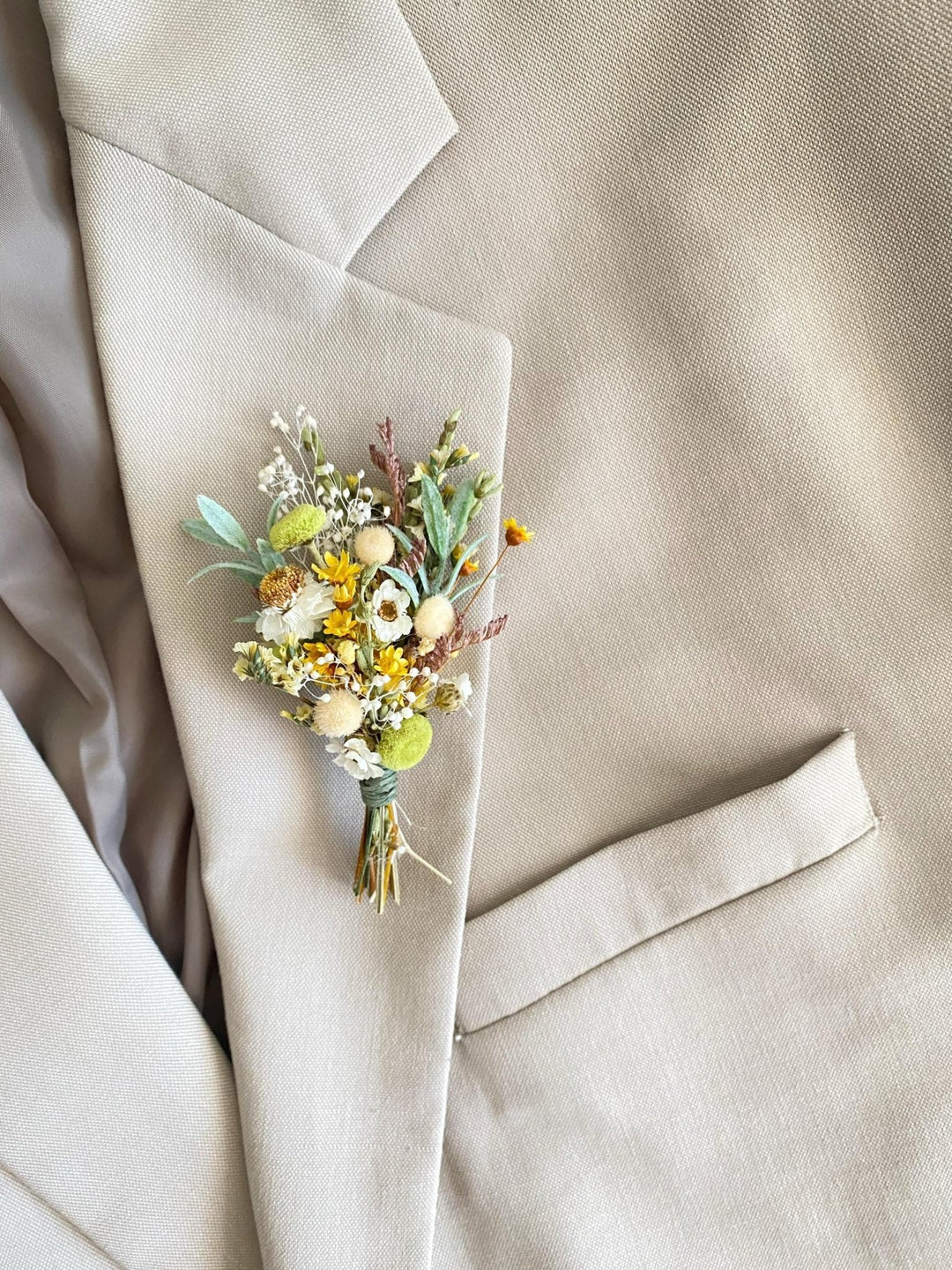 Rustic Flower Boutonniere: Natural Meadow Wedding Corsage – handmade floral hair accessory by magaela