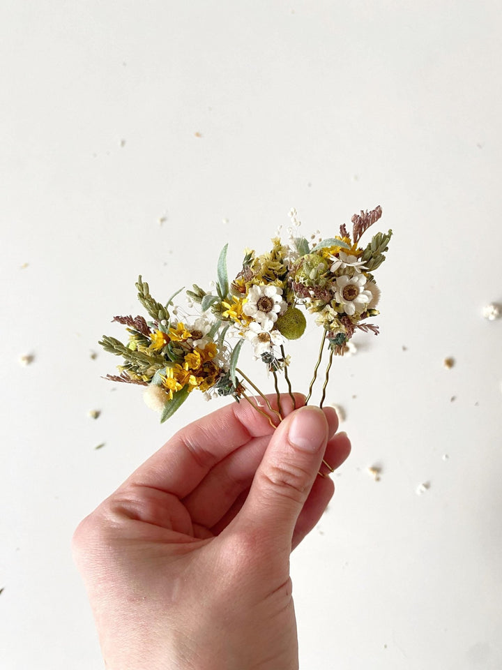 Rustic Flower Hairpins: Bridal Meadow Bobby Pins – handmade floral hair accessory by magaela