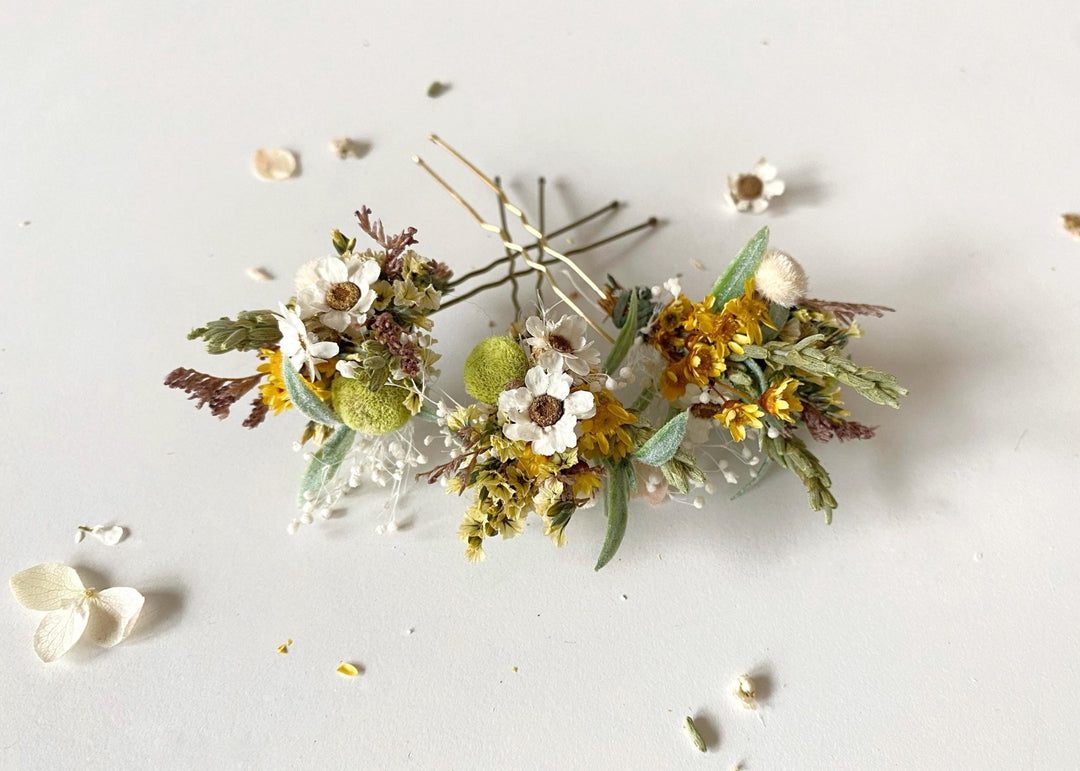 Rustic Flower Hair Pins: Bridal Meadow Hair Accessory – handmade floral hair accessory by magaela