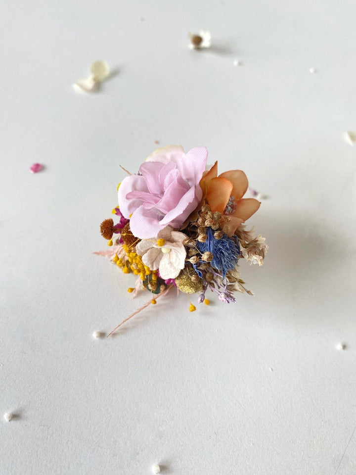 Boho Flower Ring: Colorful Meadow Design, Adjustable Floral Jewelry – handmade floral hair accessory by magaela
