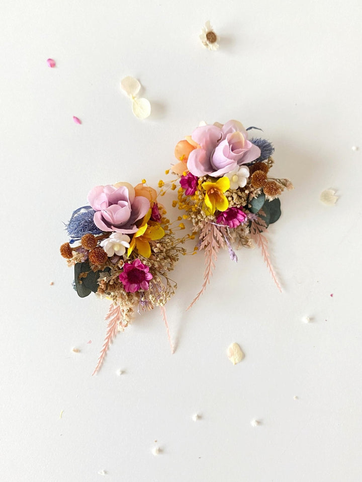 Colorful Flower Shoe Clips: Boho Wedding Bridal Accessories – handmade floral hair accessory by magaela