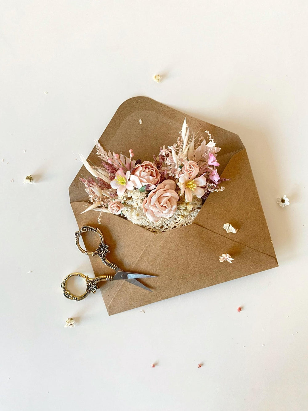 Pink Cream Flower Boutonniere: Romantic Wedding Pocket Corsage – handmade floral hair accessory by magaela