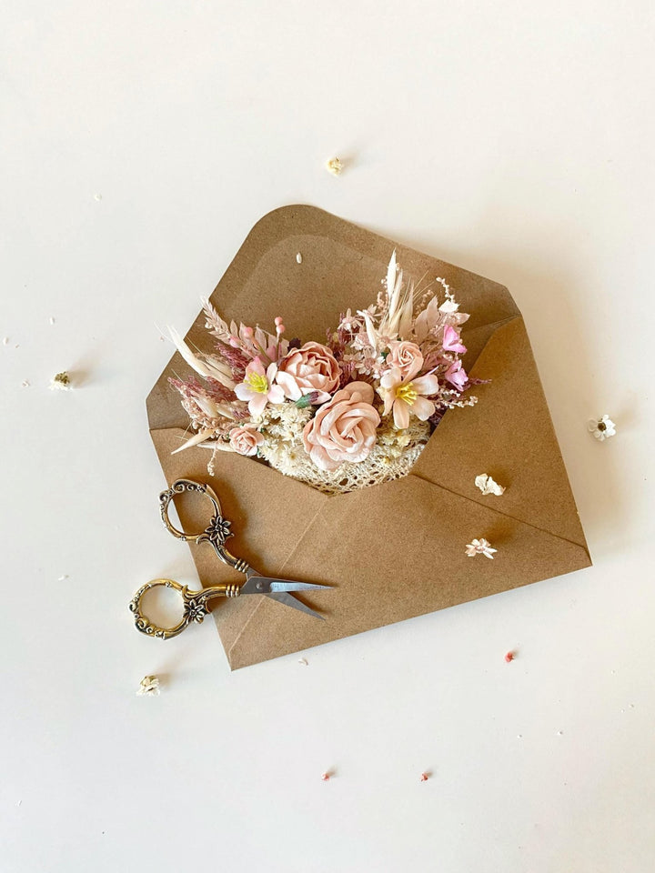 Pink Cream Flower Boutonniere: Romantic Wedding Pocket Corsage – handmade floral hair accessory by magaela