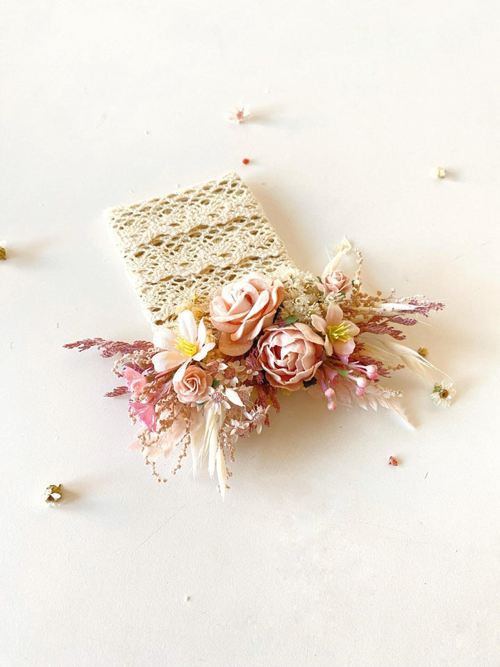 Pink Cream Flower Boutonniere: Romantic Wedding Pocket Corsage – handmade floral hair accessory by magaela