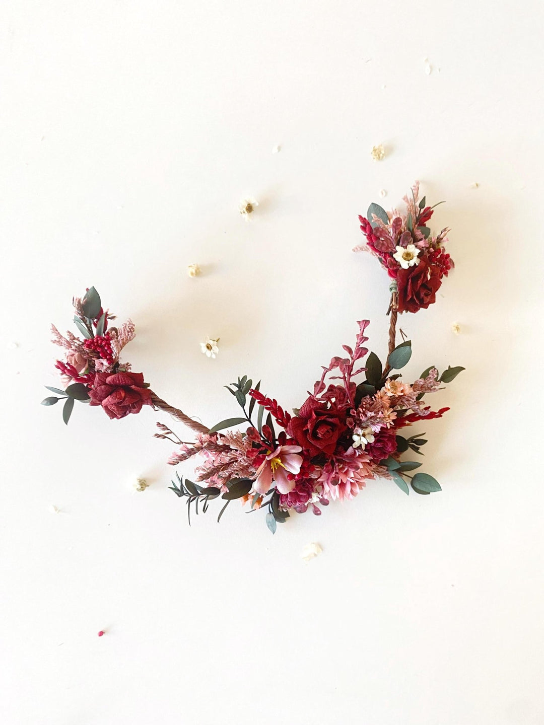 Burgundy Pink Flower Hair Vine: Rustic Wedding Bridal Hair Accessories – handmade floral hair accessory by magaela
