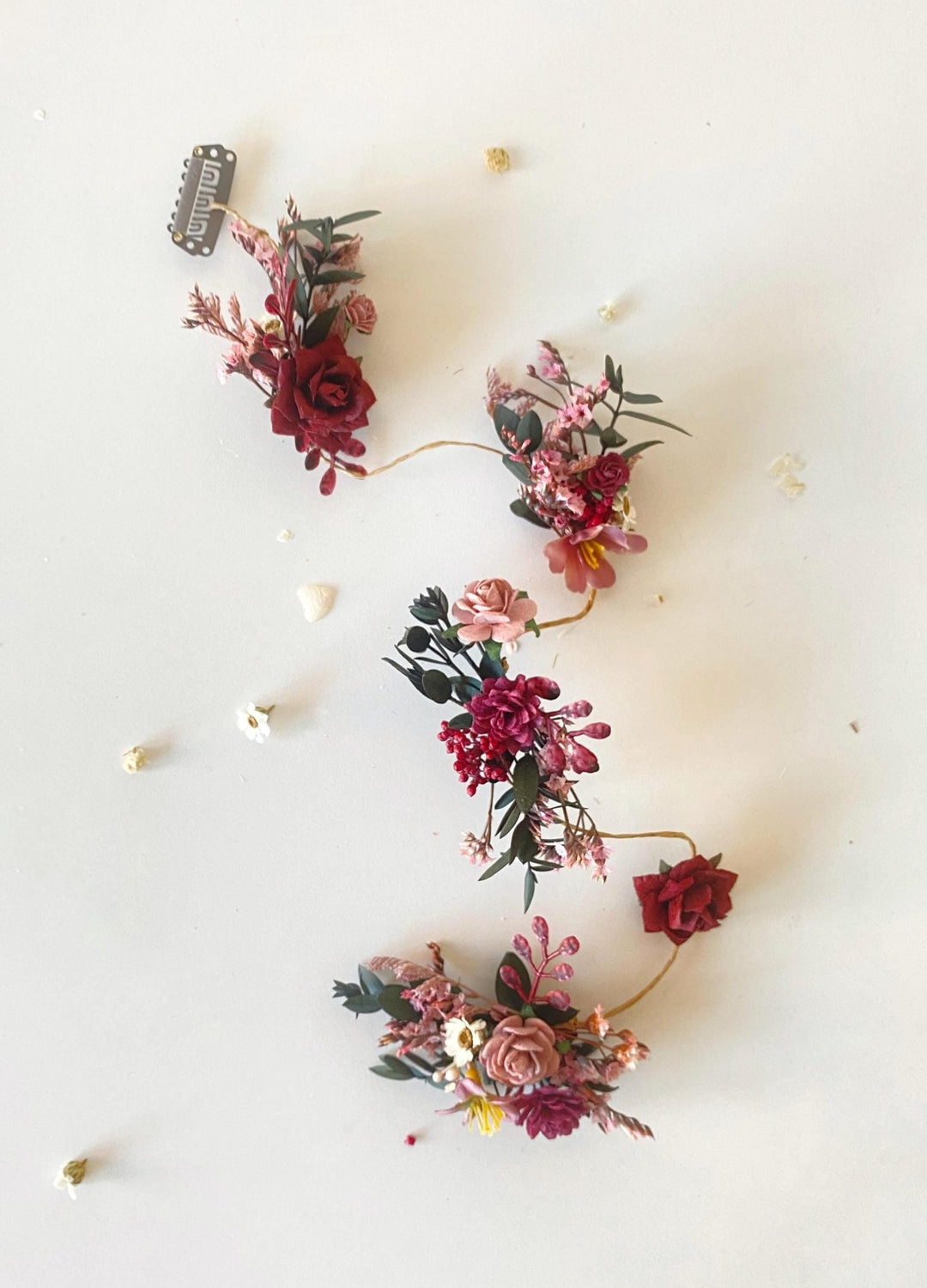 Burgundy Flower Hair Clip: Rustic Wedding Hair Vine – handmade floral hair accessory by magaela