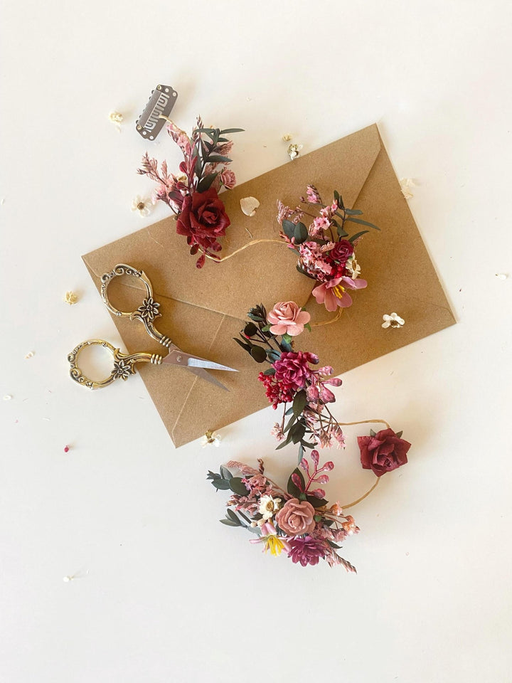 Burgundy Flower Hair Clip: Rustic Wedding Hair Vine – handmade floral hair accessory by magaela