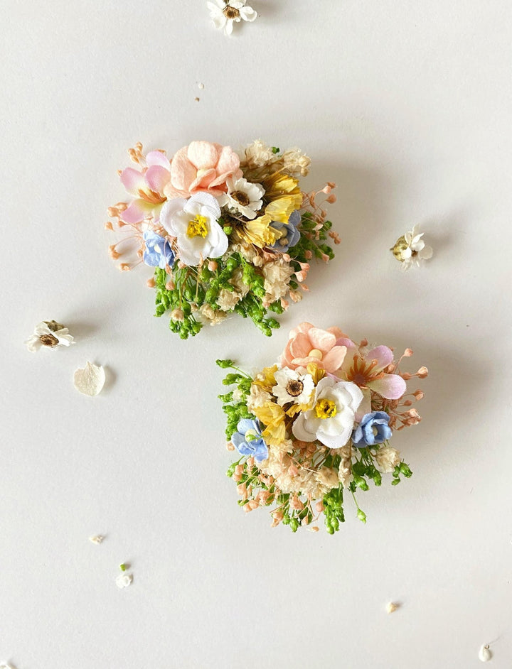 Pastel Flower Shoe Clips: Wildflower Wedding Bridal Accessory – handmade floral hair accessory by magaela