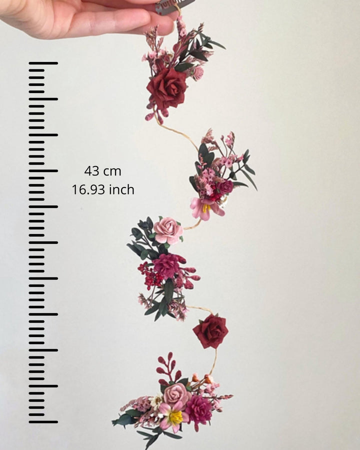 Burgundy Flower Hair Clip: Rustic Wedding Boho Hairstyle – handmade floral hair accessory by magaela
