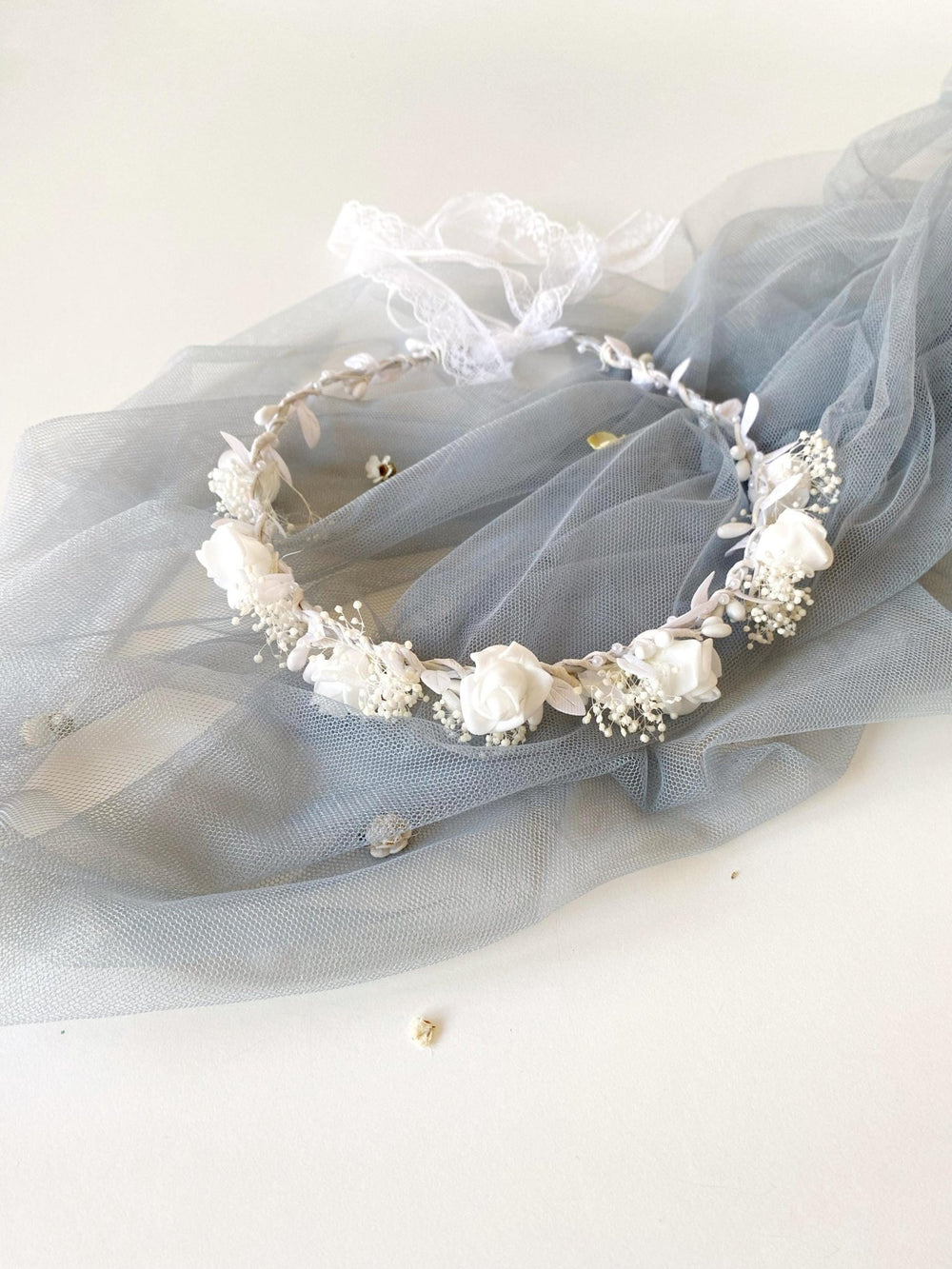 White Rose Communion Crown: Handmade Floral Headpiece – handmade floral hair accessory by magaela