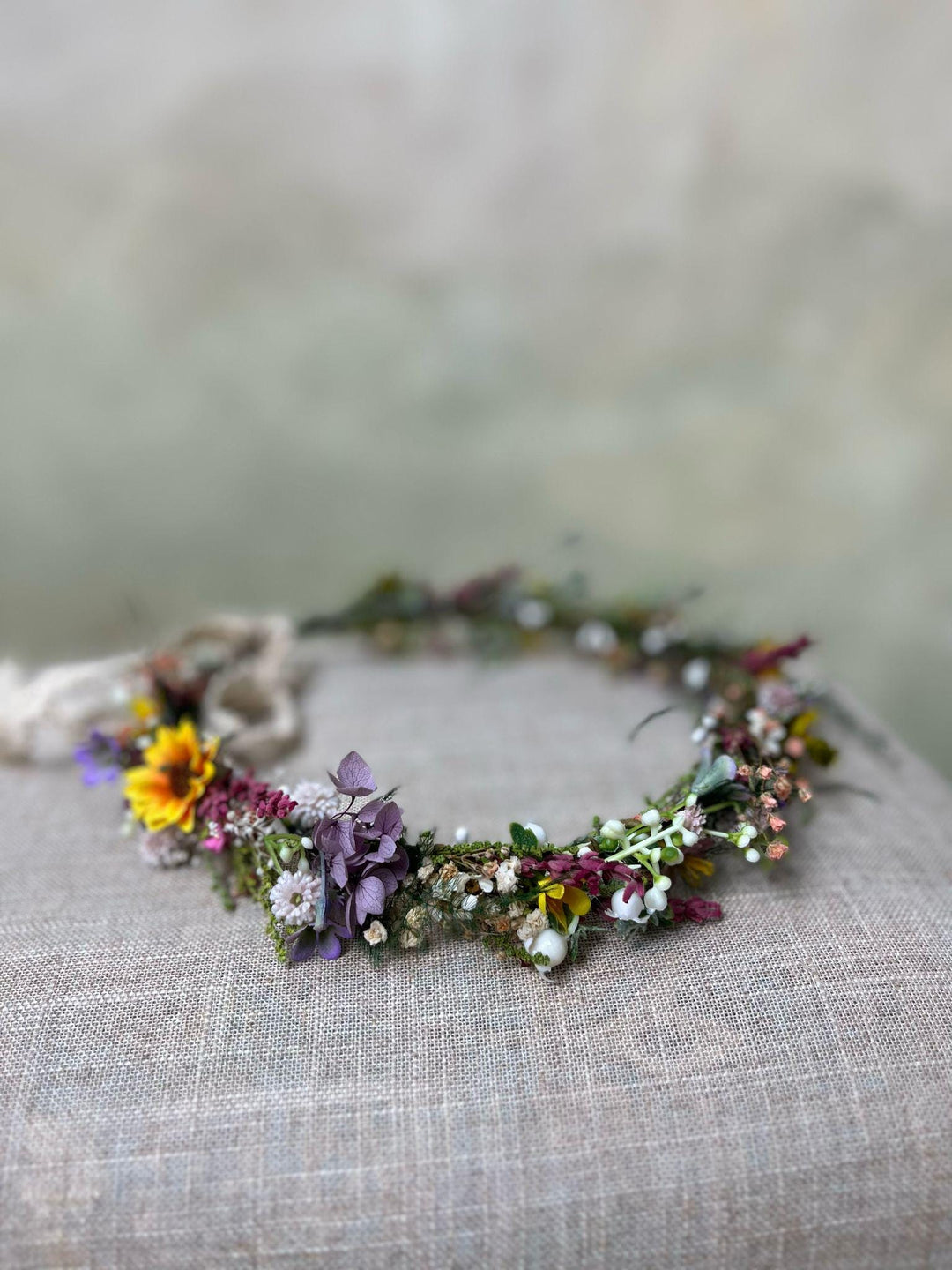 Sunflower Meadow Flower Crown: Bridal Wedding Headpiece – handmade floral hair accessory by magaela